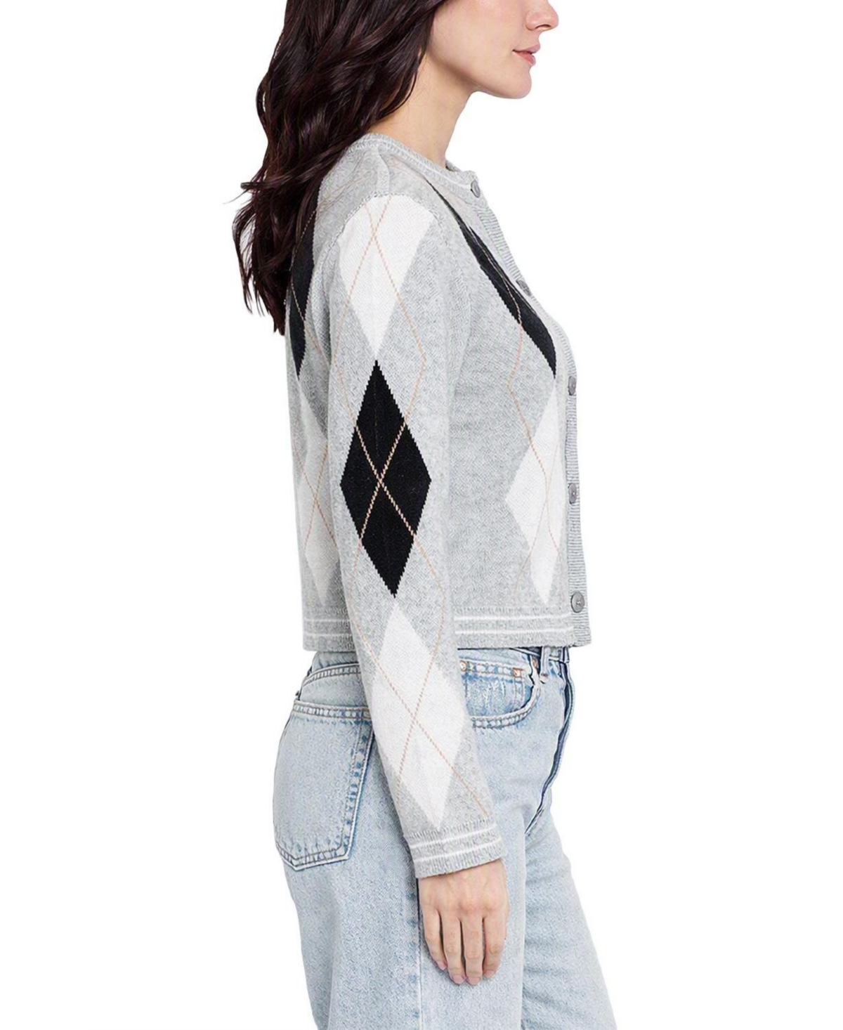 Central Park West Women's Astrid Fitted Argyle Cardigan