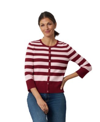 Women's Textured Variegated Stripe Crewneck Cardigan