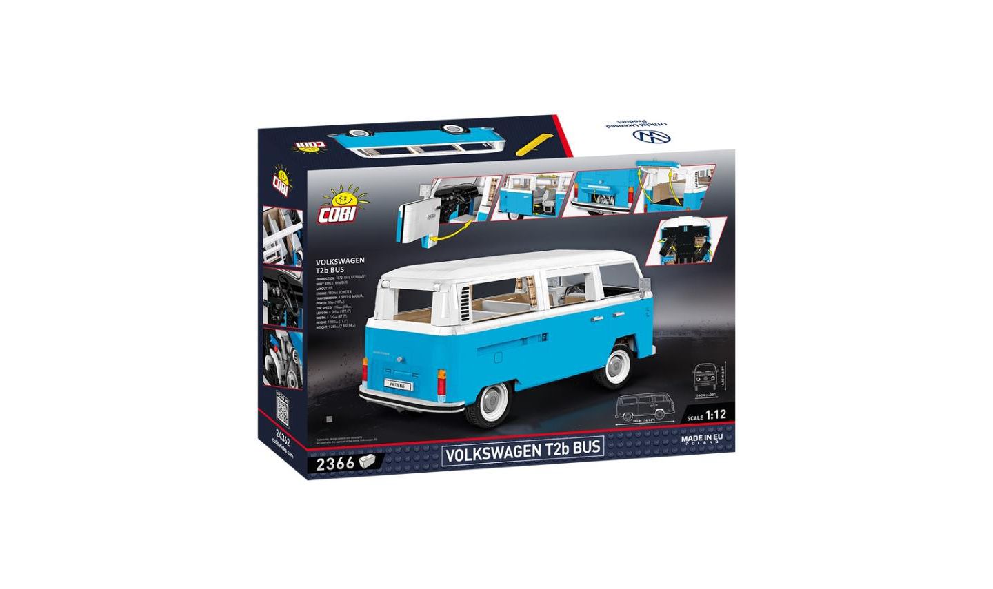 Детский конструктор COBI Young Timers Volkswagen Transporter T2B Bus 2366-Piece Building Set, Ages 11+, цвет: Синий — фото 1