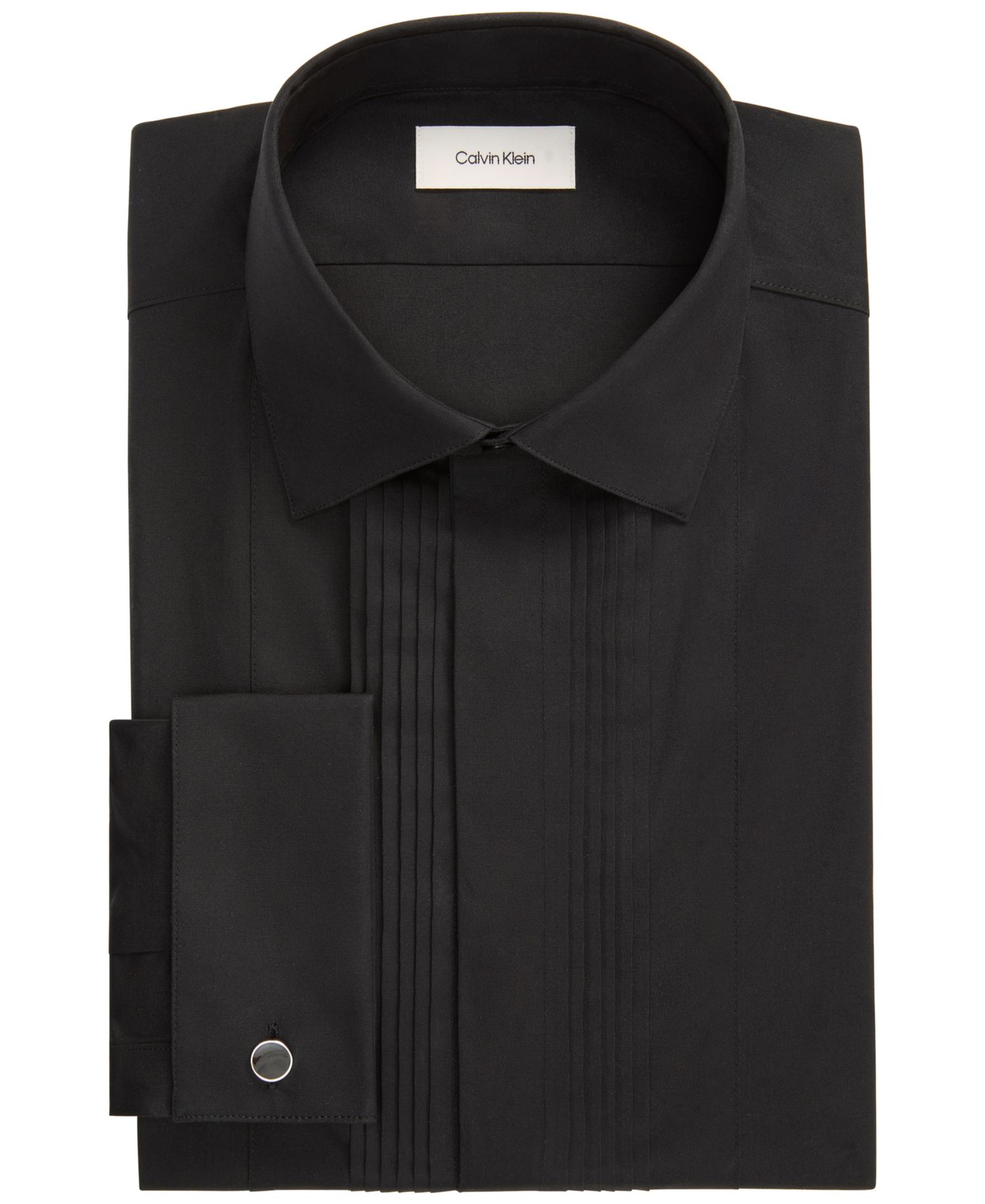 Men's Tailored Occasion French-Cuff Slim-Fit Pleated-Bib Dress Shirt