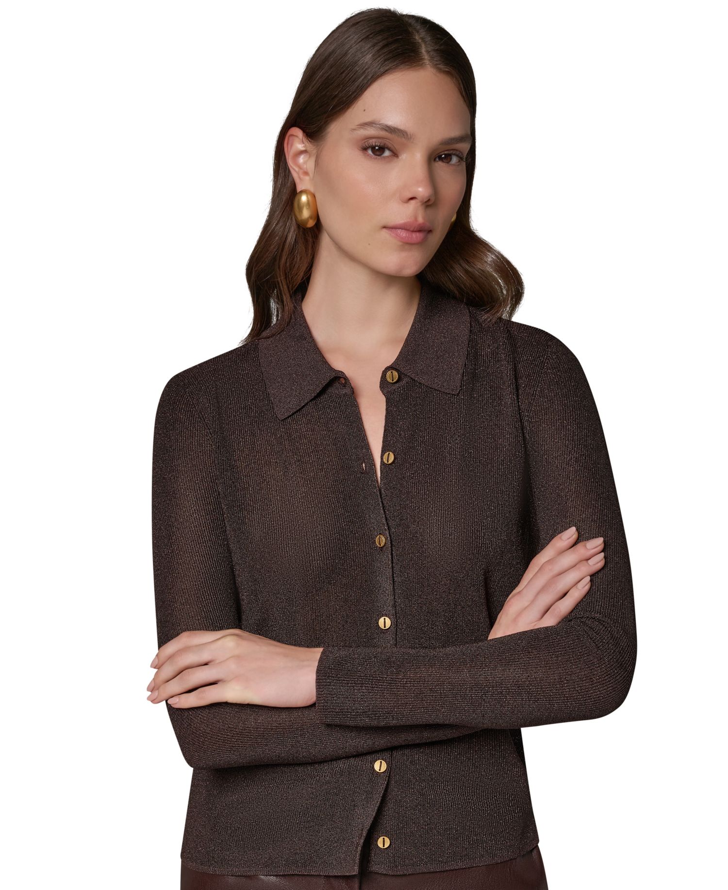 Petite Long-Sleeve Fitted Polo Shirt