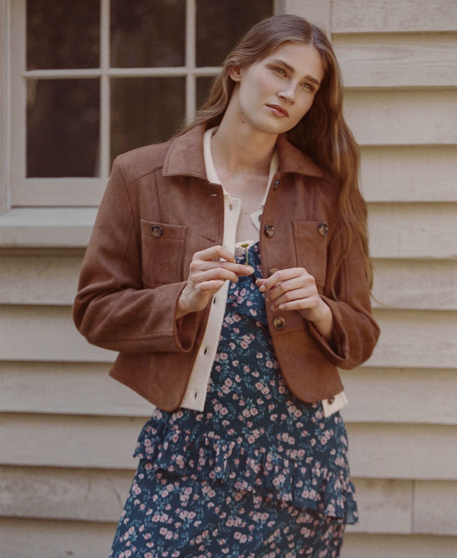 Women's Collared Button-Front Tailored Jacket