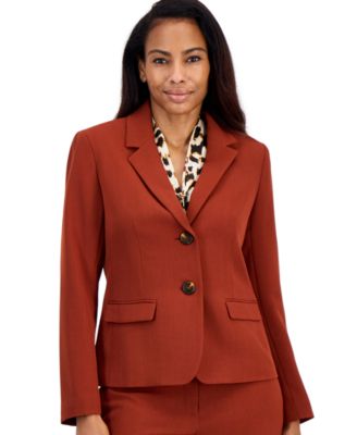 Women's Long Sleeve Stretch Crepe Two Button Blazer