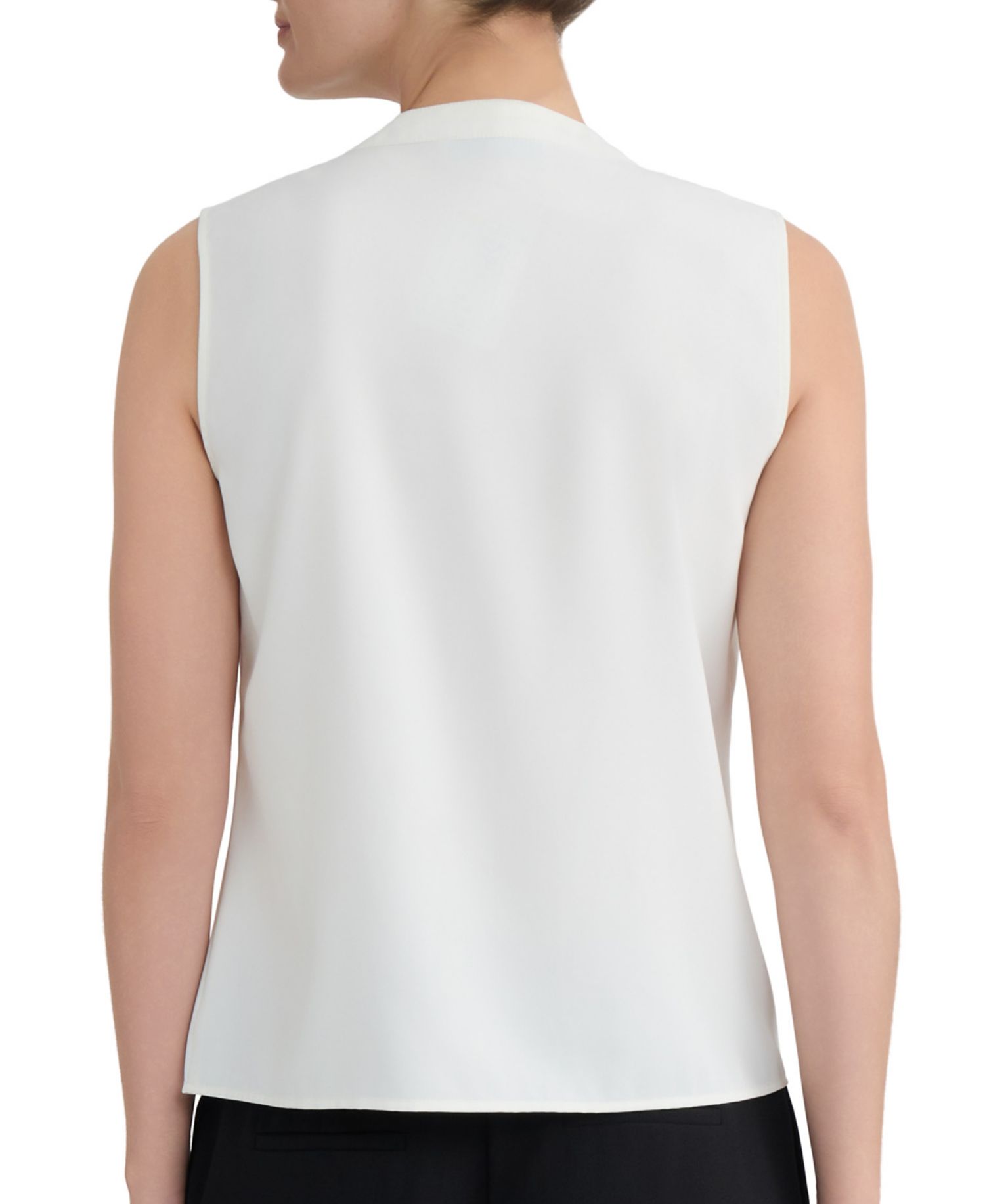 Women's Ruffled Split-Neck Sleeveless Blouse