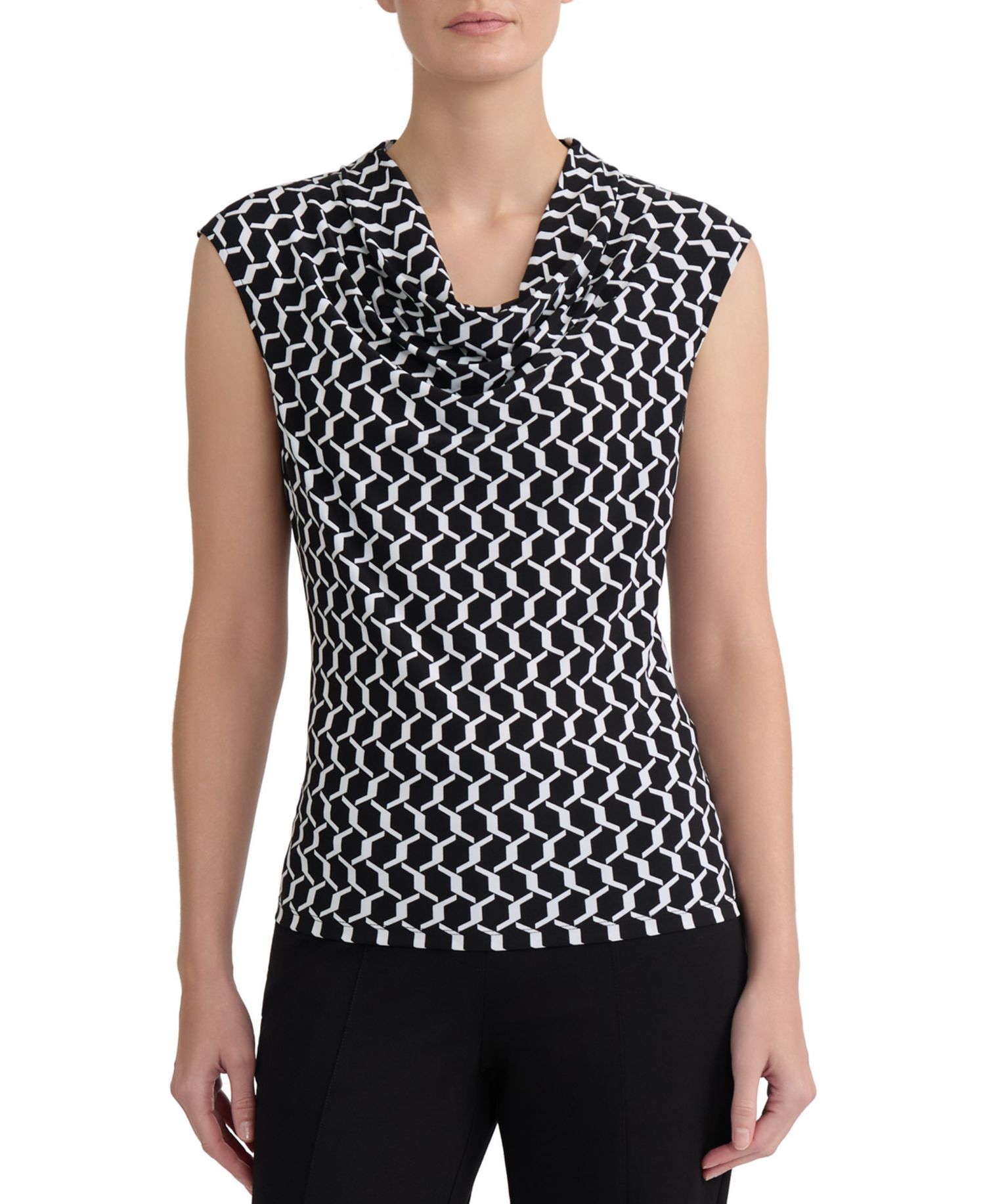 Women's Cowl-Neck Cap-Sleeve Blouse