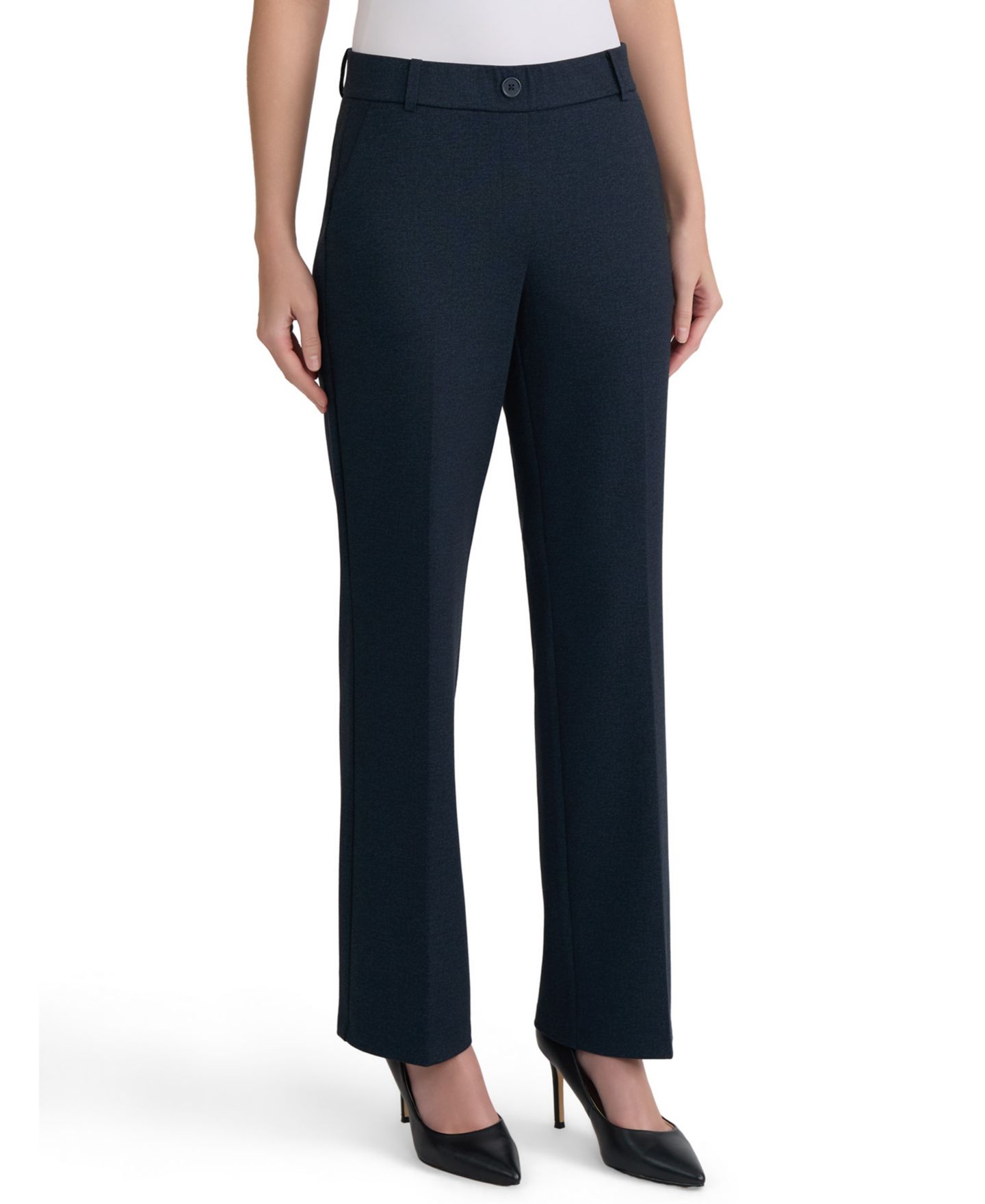 Женские брюки Kasper Faux-Fly Pull-On Straight-Leg, цвет: Синий — фото 5