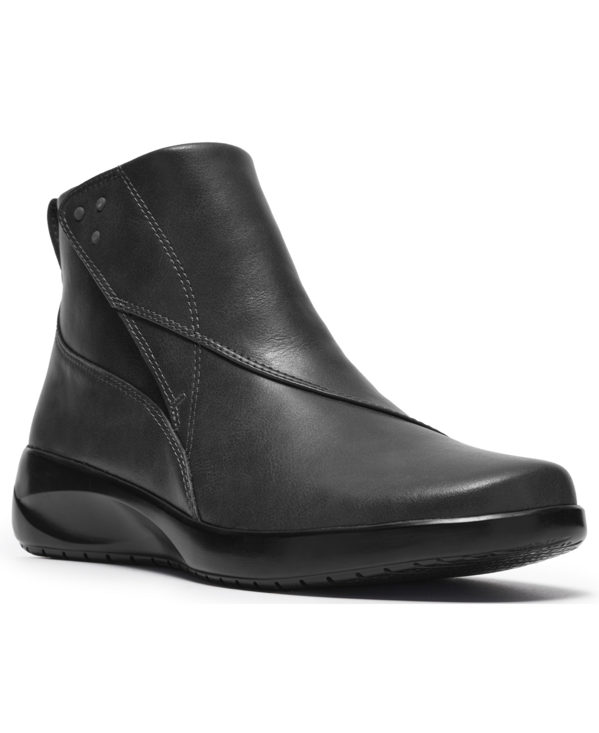 Clarks Women's Kaetlyn Flow Round Toe Booties In Dark Gray Leather