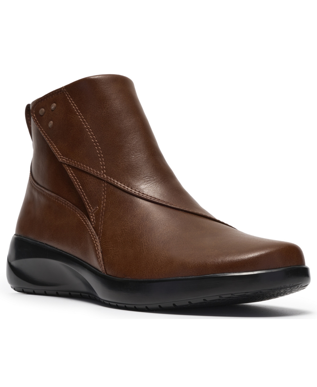 Clarks Women's Kaetlyn Flow Round Toe Booties In Dark Brown Leather