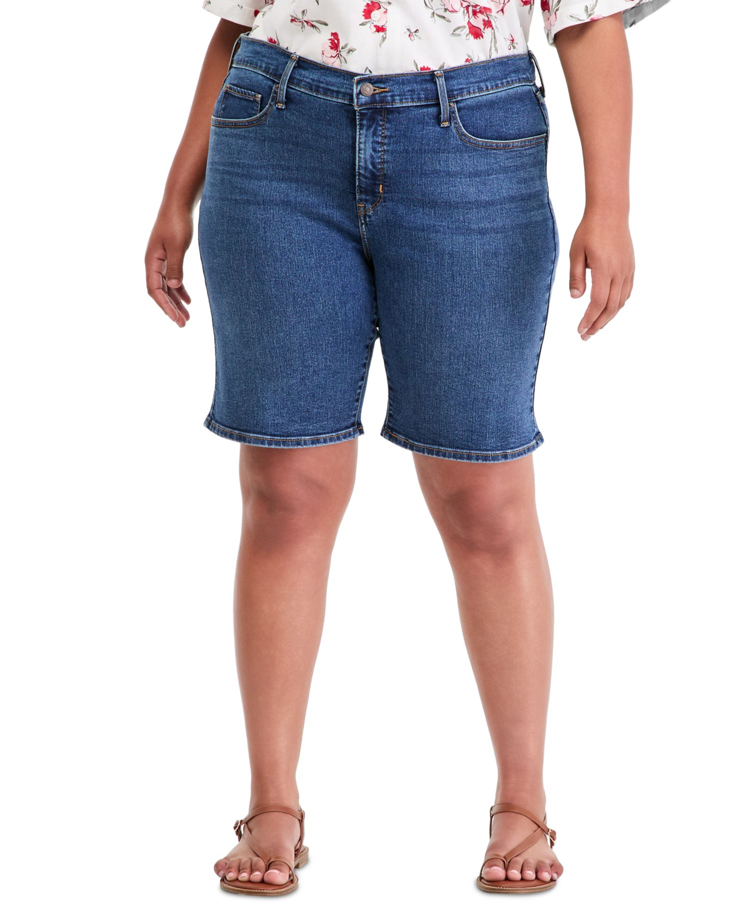 Plus Size Mid-Rise Shaping Bermuda Shorts
