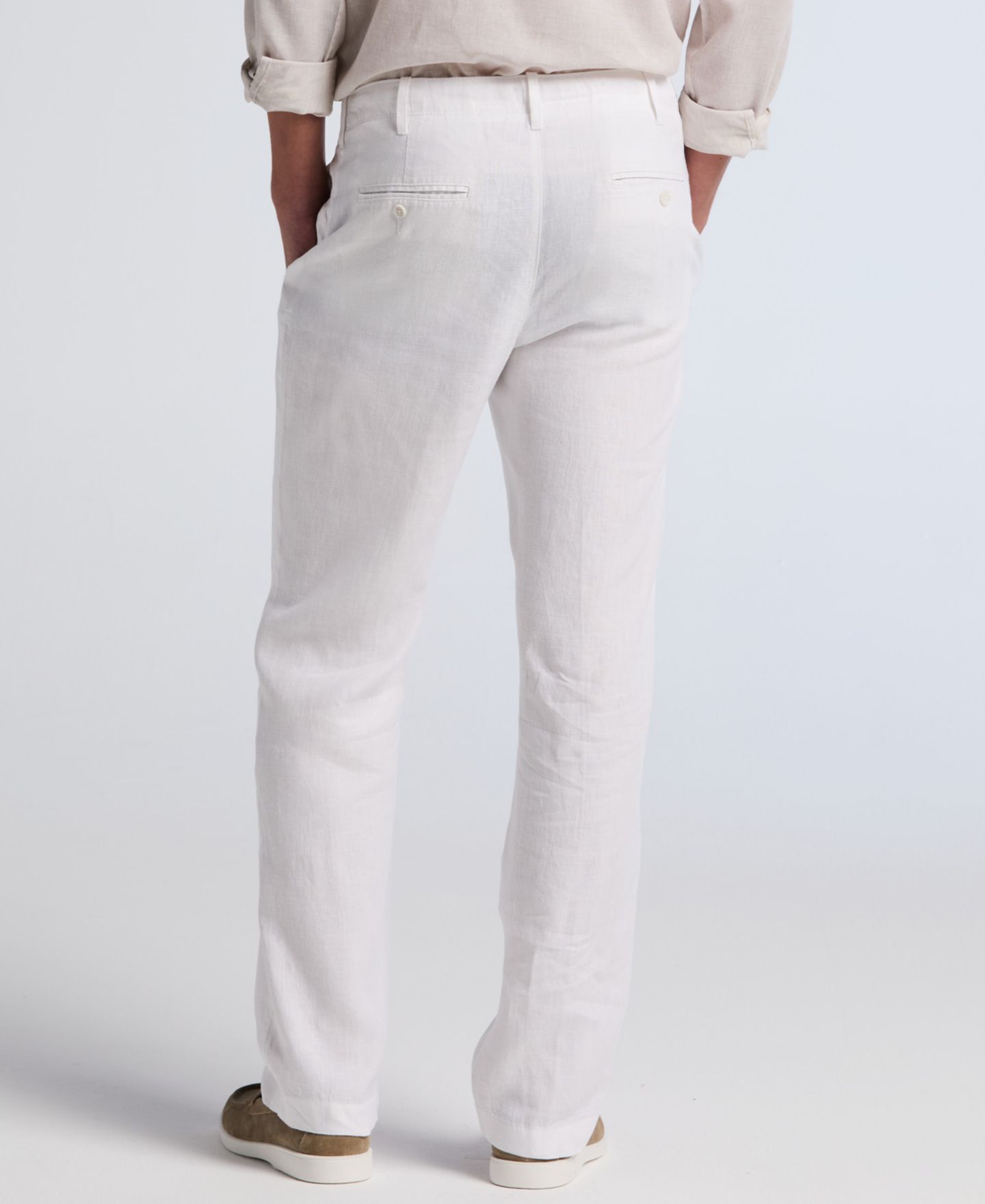 Мужские брюки Perry Ellis Regular-Fit 100% Linen Drawstring, цвет: Яркий белый — фото 5