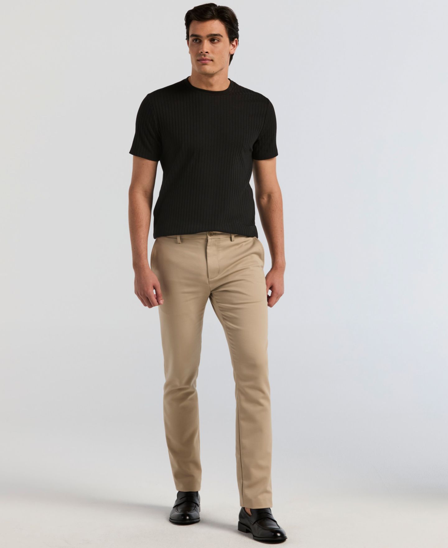 Мужская футболка Perry Ellis Rib Knit Crew Neck, цвет: Чёрный — фото 2