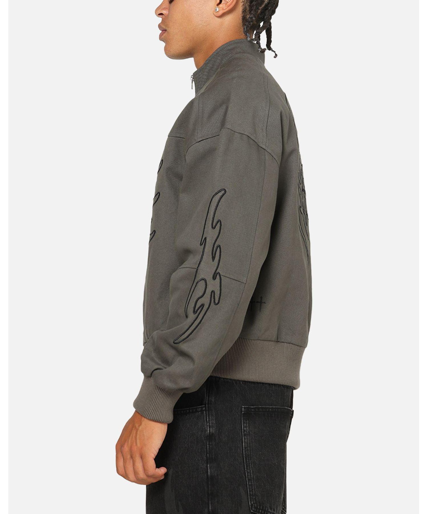 Men's Crested Wing Embroidered-Graphics Cotton Bomber Jacket