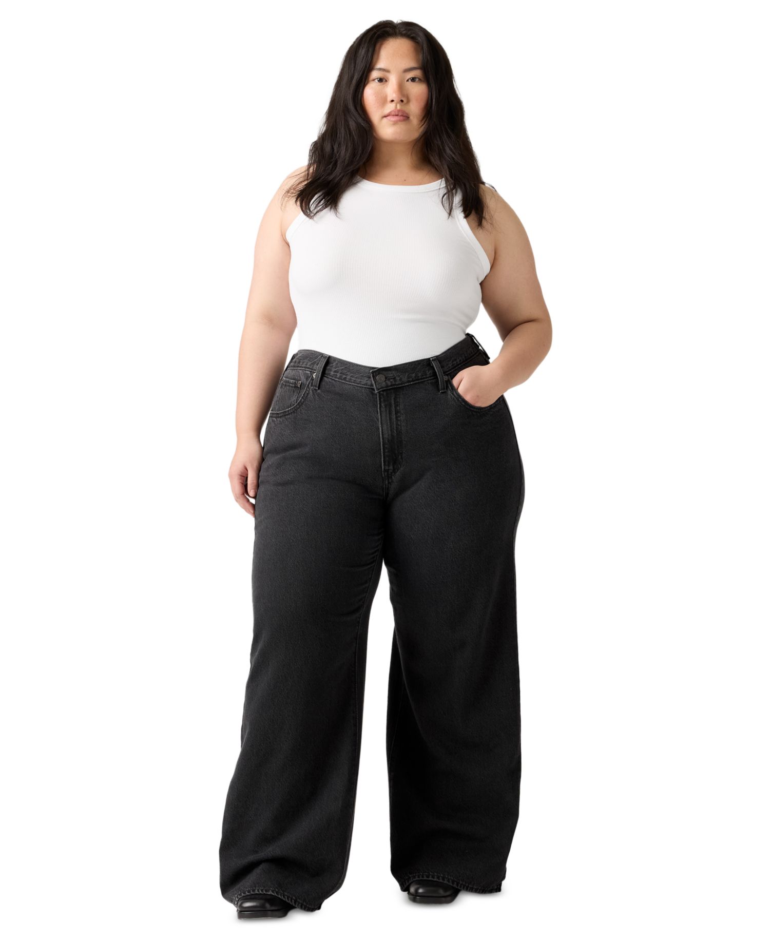 Women's Cinch-Waist Lightweight Baggy Jeans