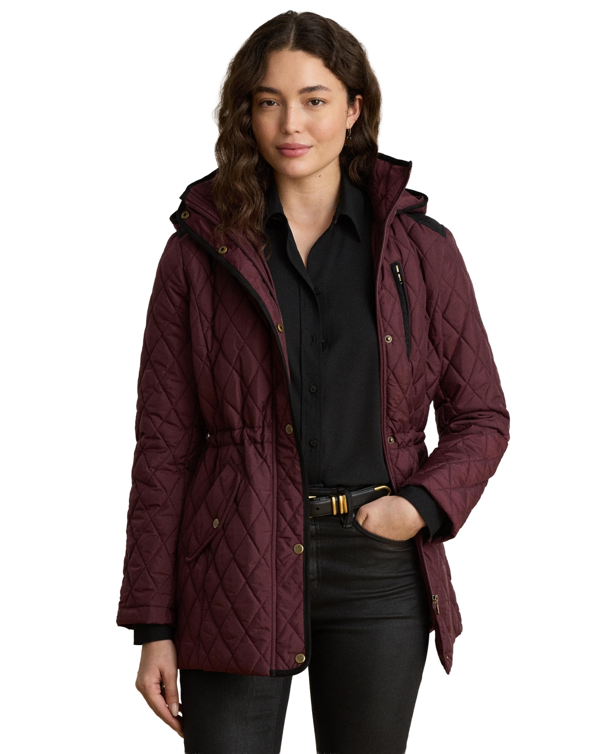Lauren Ralph Petite Hooded Utility Quilted Coat