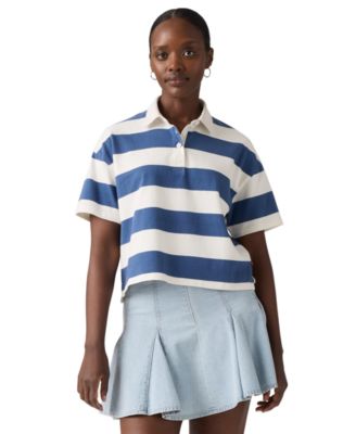 Women's Short-Sleeve Striped Polo-Shirt