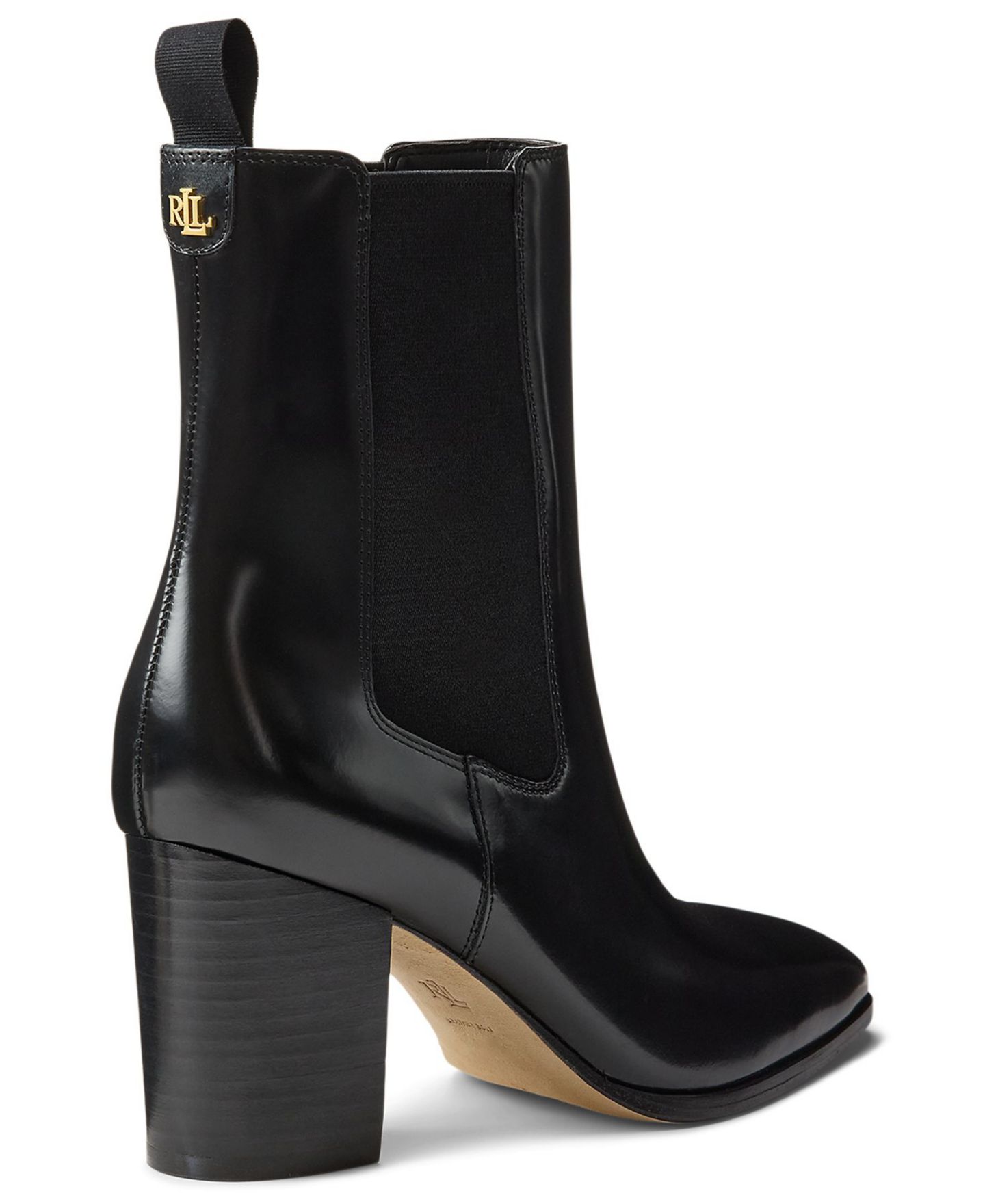 Женские ботинки Lauren Ralph Lauren Raelynn Pull-On Booties, цвет: Чёрный гладкий кожаный — фото 3