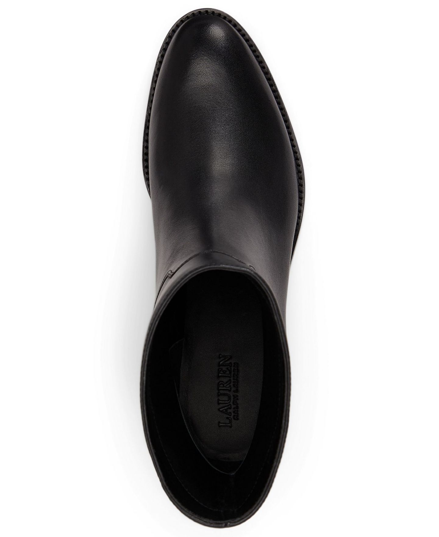 Женские ботинки Lauren Ralph Lauren Kyle Round Toe Booties, цвет: Чёрный гладкий кожаный — фото 4