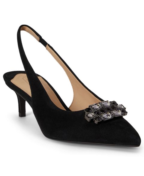 Женские туфли Lauren Ralph Lauren Lolah Jeweled Slingback, цвет: Чёрный замшевый