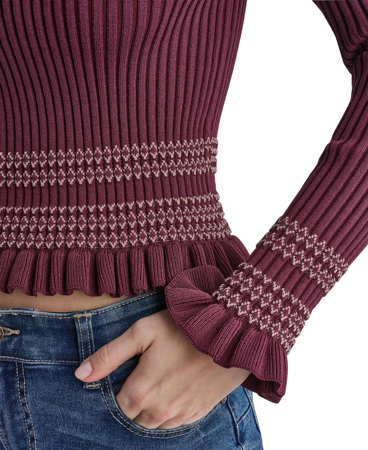 Bcbg Women's Long Sleeve Crewneck Ribbed Knit Sweater