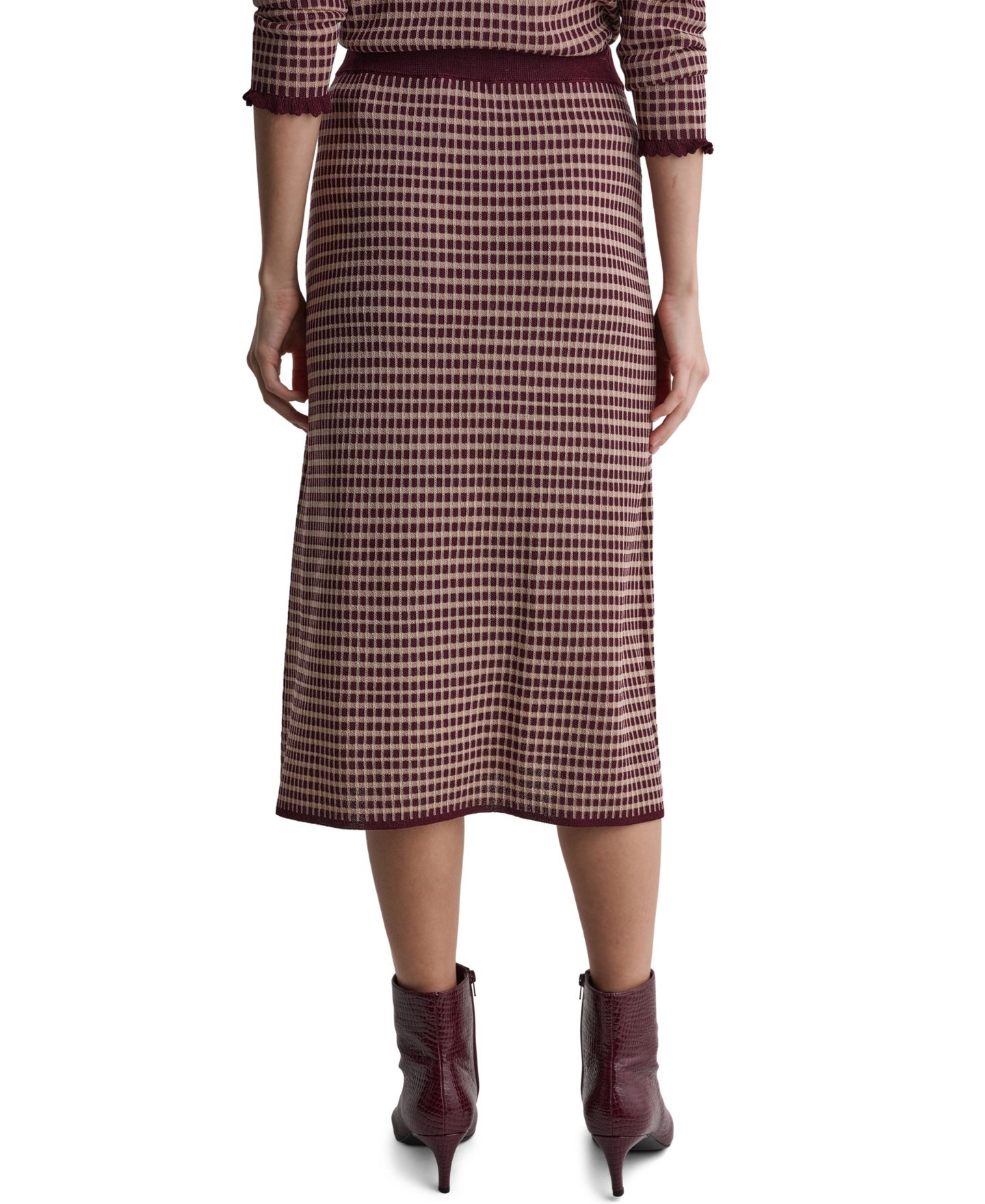 Женская юбка BCBG High-Waisted Plaid Knit Midi, цвет: Теневой мерло разноцветный — фото 5