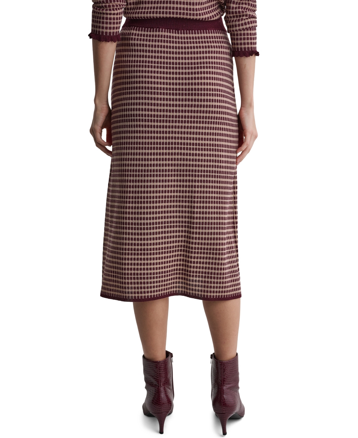 Bcbg Women's High-Waisted Plaid Knit Midi Skirt