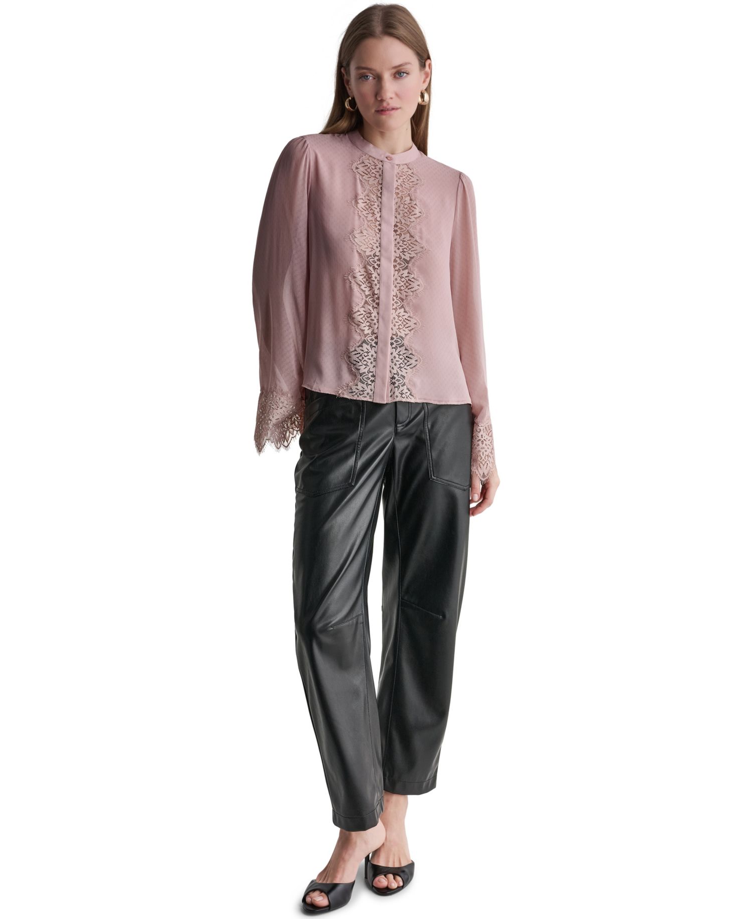 Women's High-Neck Long-Sleeve Lace Blouse
