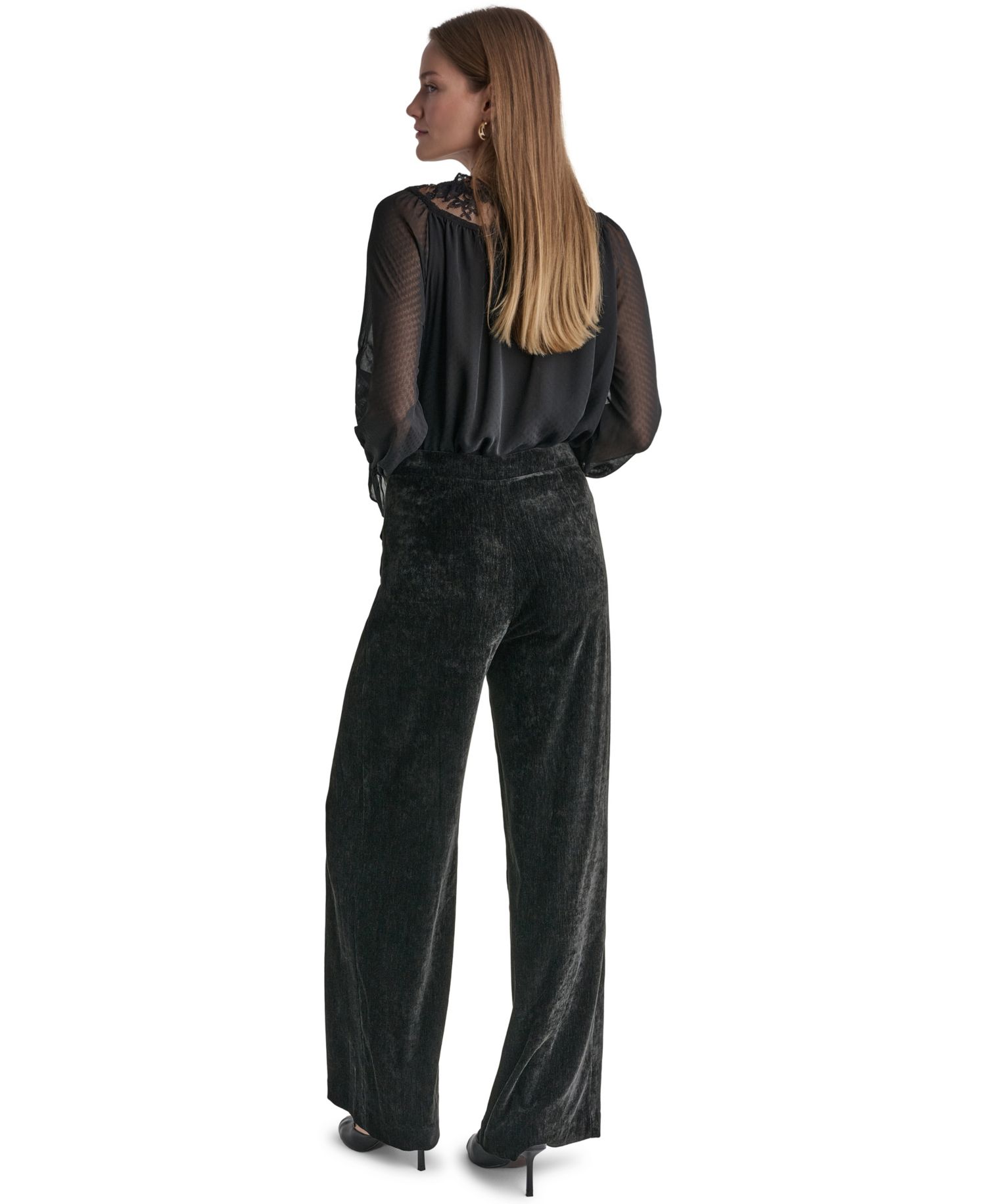 Women's High-Rise Wide-Leg Velvet Pants
