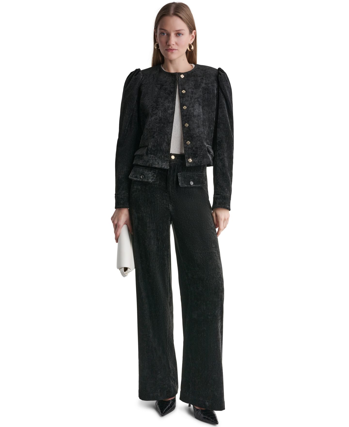 Женская куртка BCBG Velvet Cropped, цвет: Чёрный — фото 3