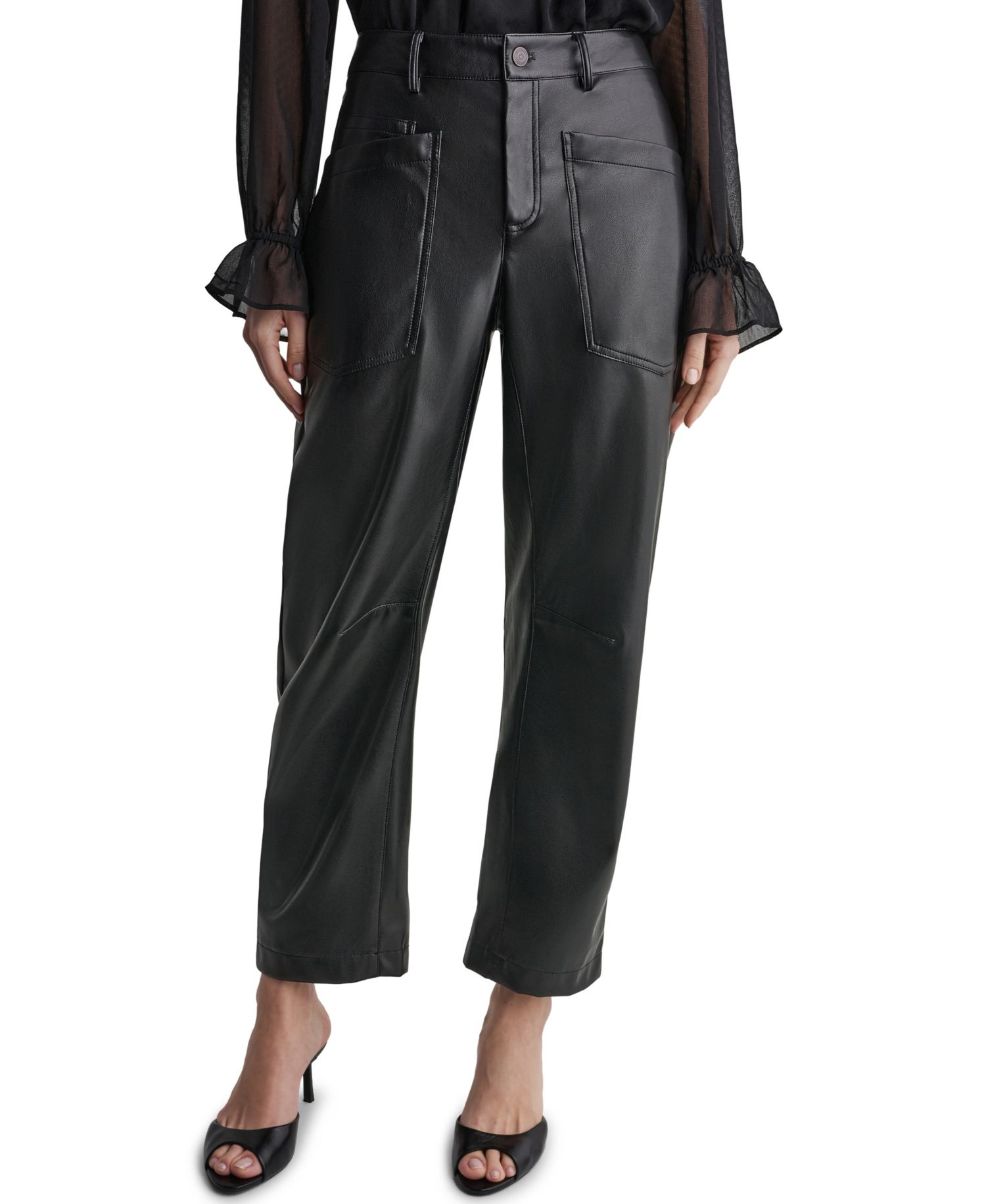 Women's Barrel Faux Leather Pants