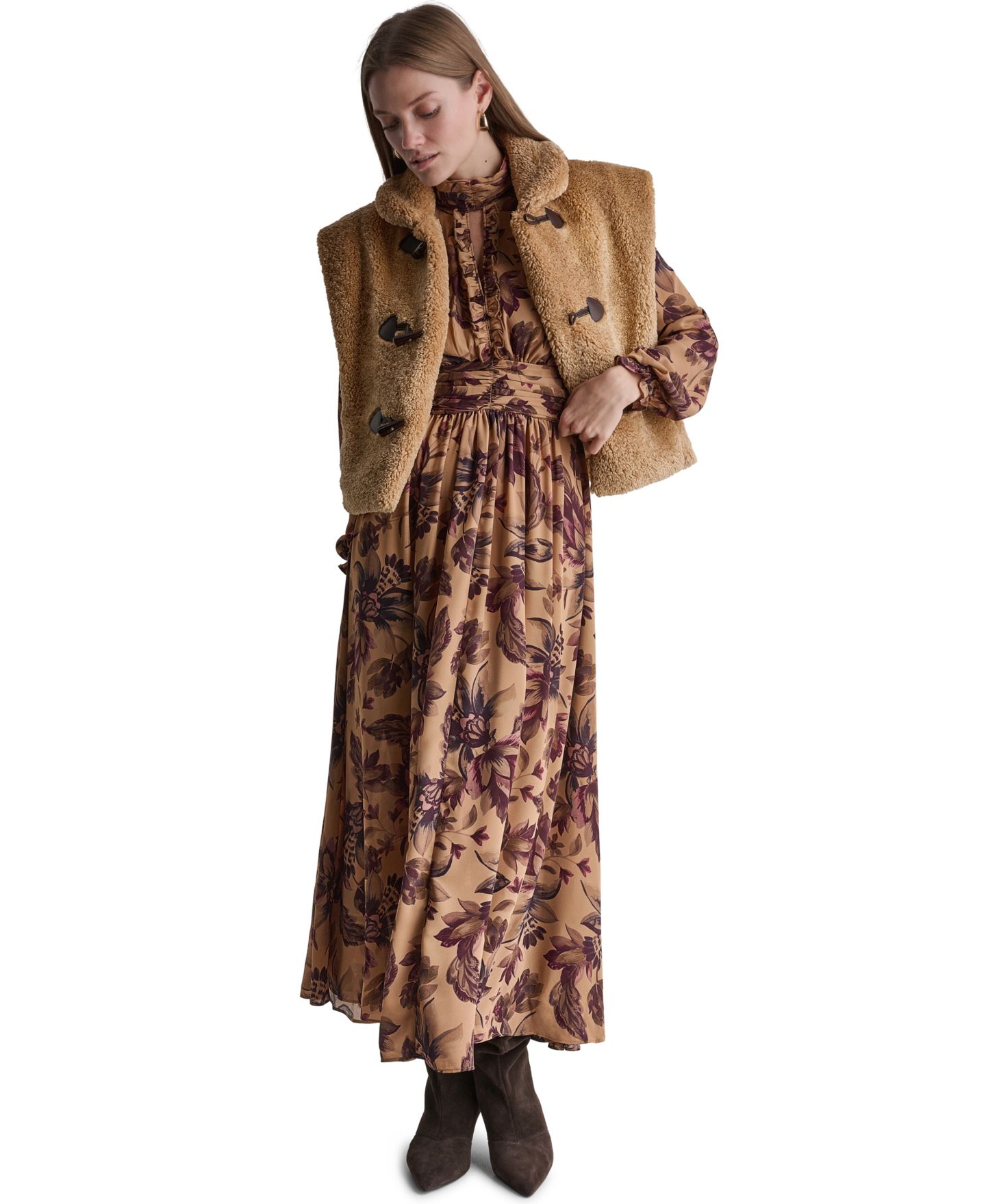 Женский жилет BCBG из искусственного меха с застёжками-тогл, цвет: Butterscotch — фото 2