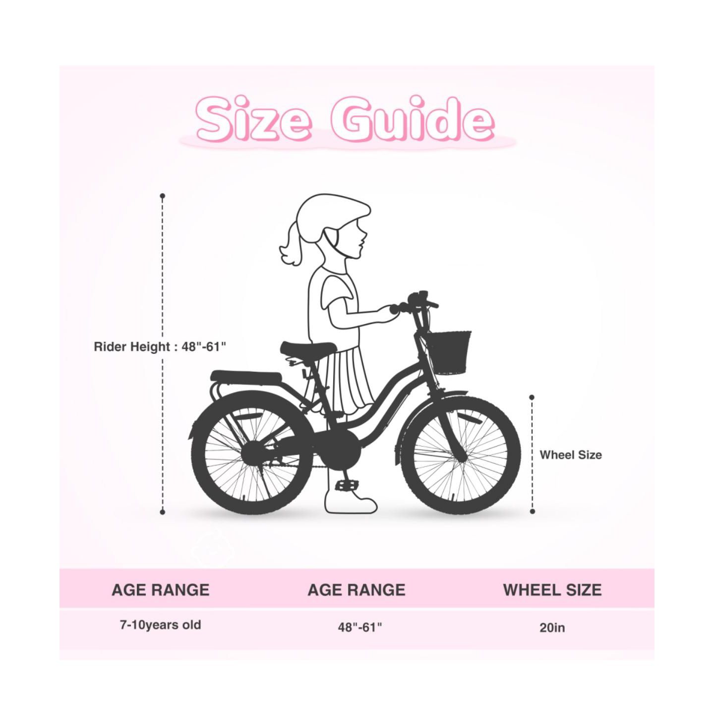 Детская игрушка ECHTPeak 20 Inch Girls' Bike, Single-Speed with Adjustable Seat and Rear Basket, 7–10 лет, цвет: Розовый — фото 5