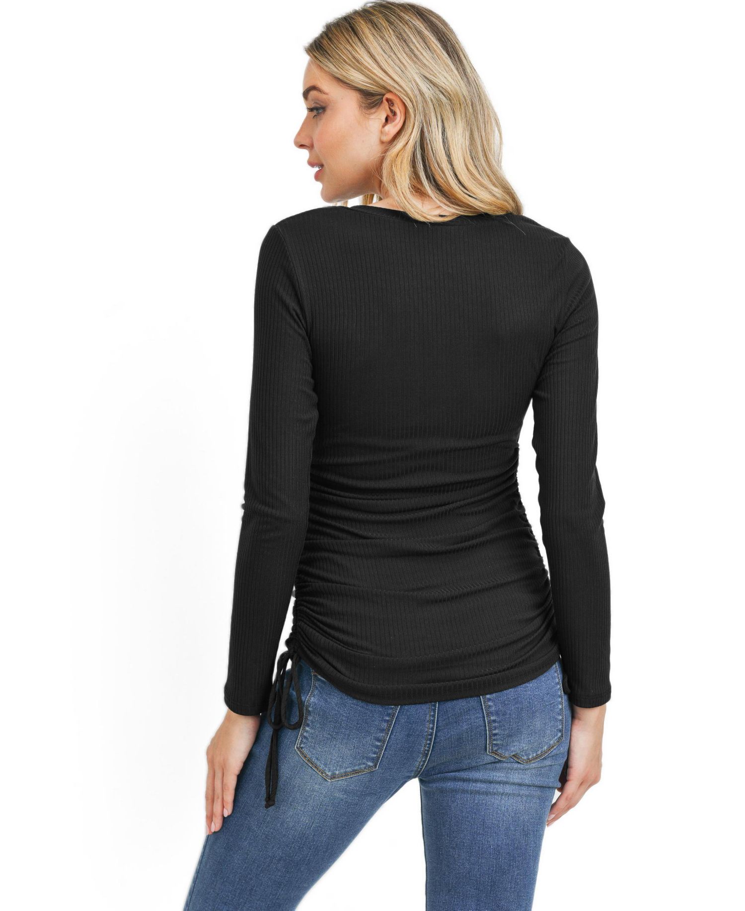 Maternity Ribbed Drawstring Top