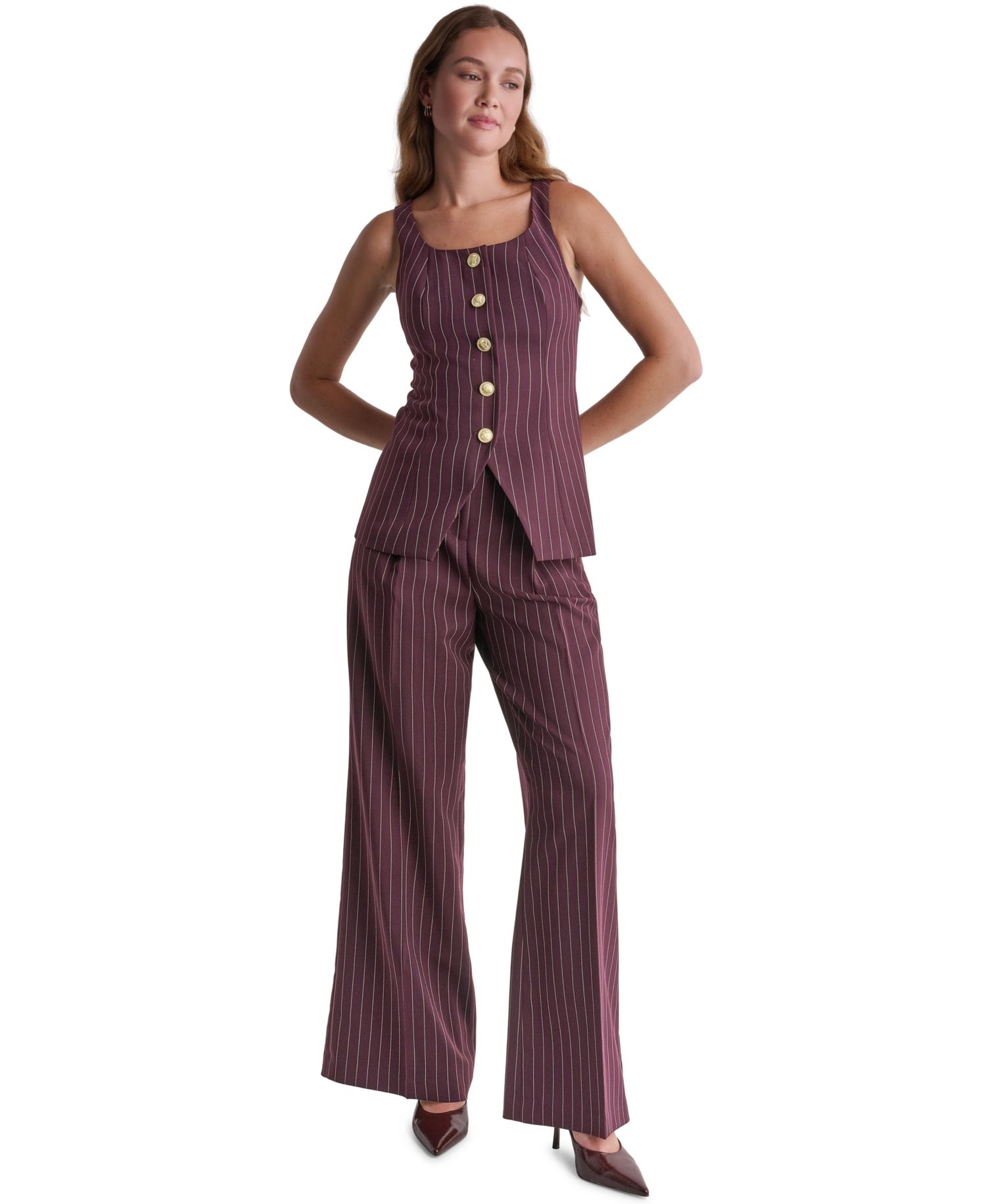 Women's Pinstripe Square-Neck Vest