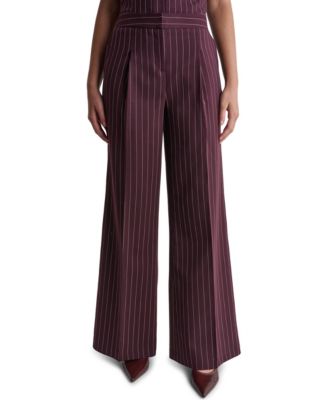 Women's High-Rise Wide-Leg Pinstripe Pants