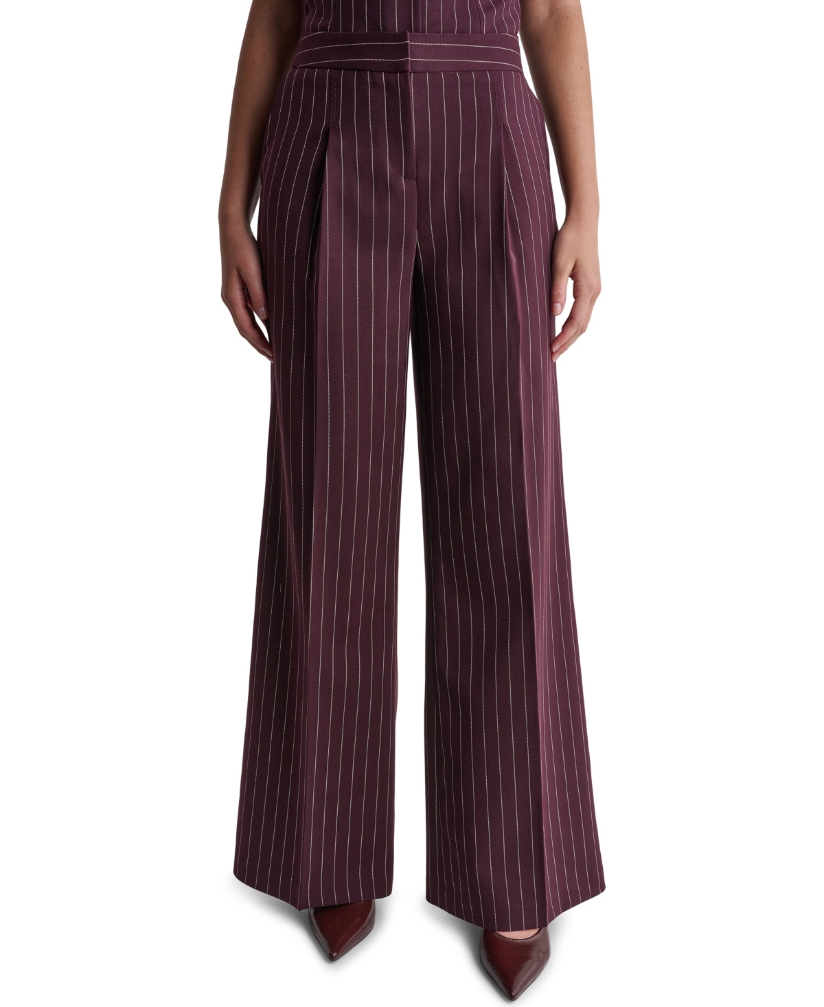 Bcbg Women's High-Rise Wide-Leg Pinstripe Pants