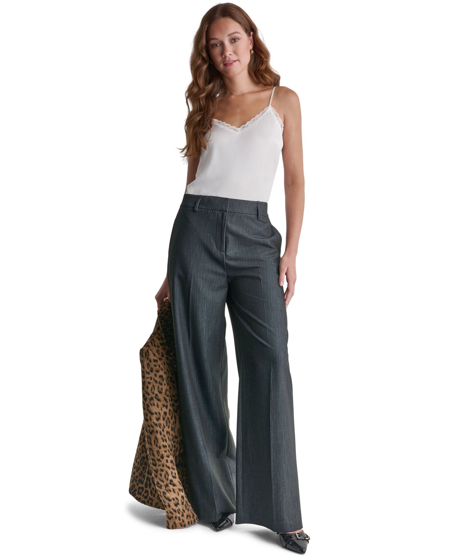 Women's Wide-Leg High-Rise Faux Denim Pants
