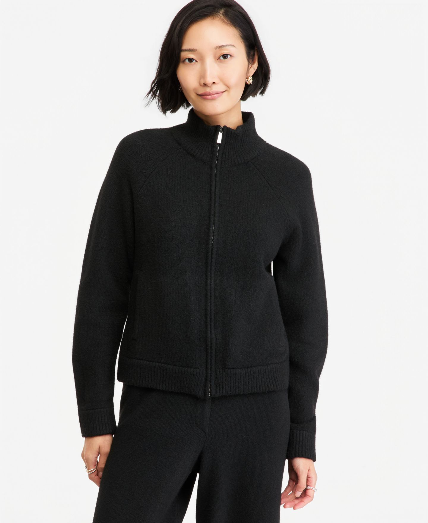 Женская куртка On 34th Mock-Neck Sweater Track Jacket, цвет: Глубокий чёрный — фото 1