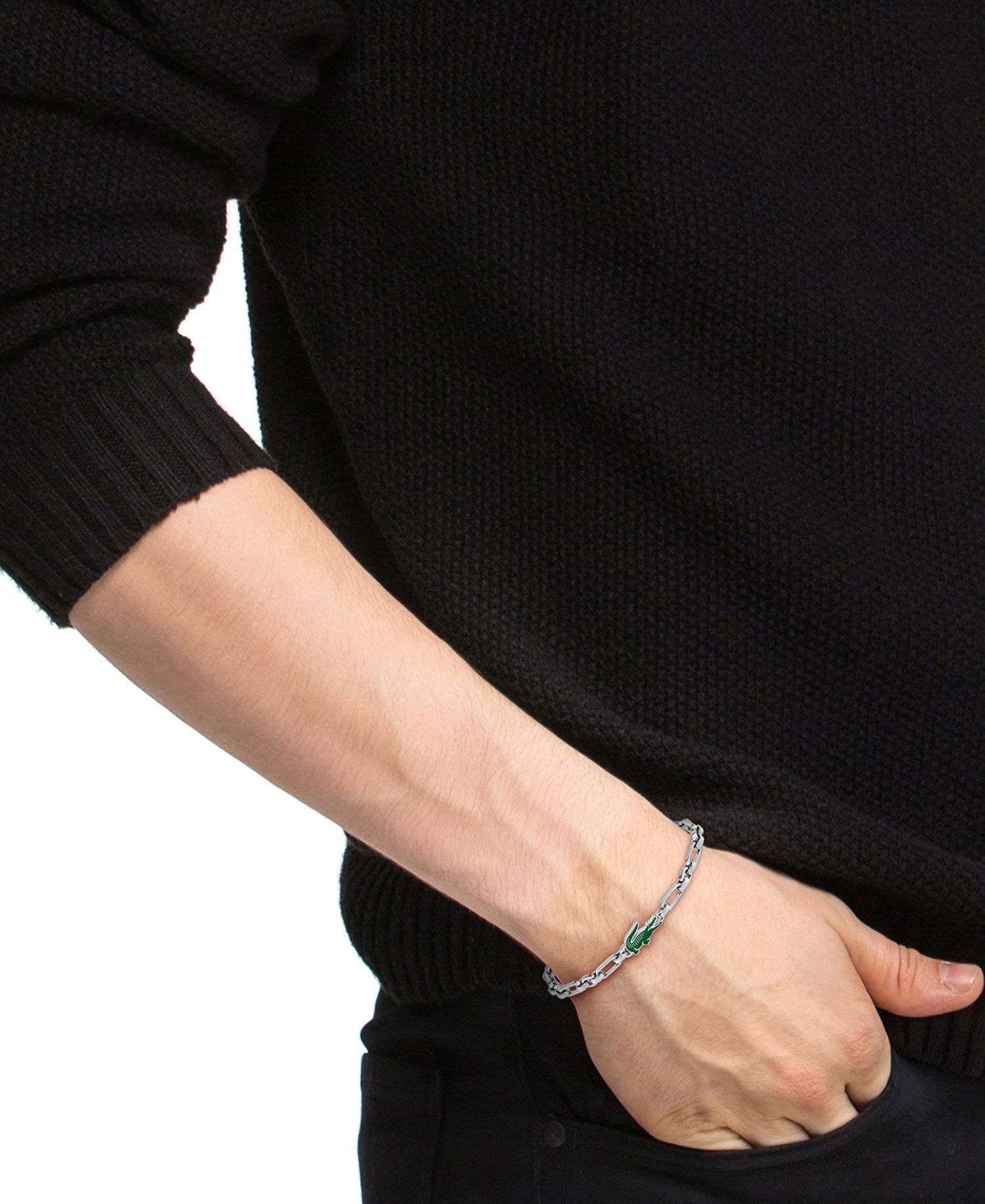 Men's Green Enamel Crocodile Adjustable Bracelet