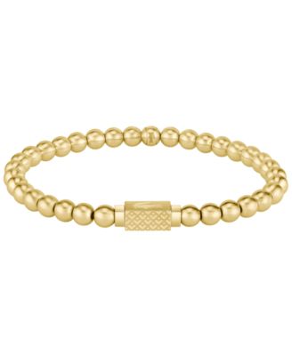 Men's Gold-Tone Stainless Steel Semi-Precious Stone Matchpoint Beaded Bracelet