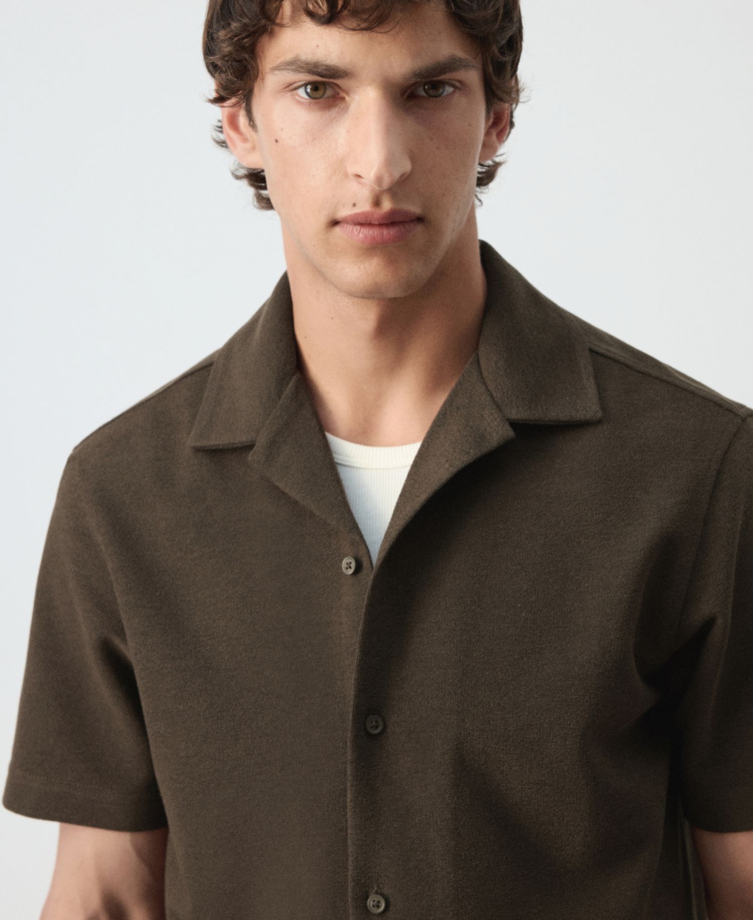 Men's Textured Cotton-Blend Short-Sleeve Button-Down Shirt