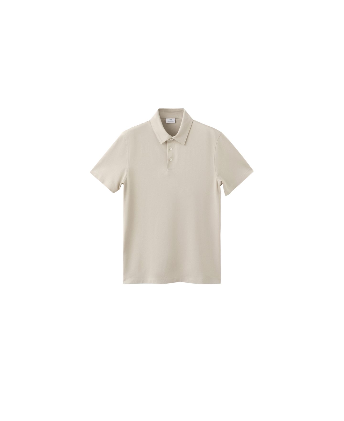 Мужское поло MANGO Slim-Fit Pique Polo Shirt, цвет: Слоновая кость белый — фото 1