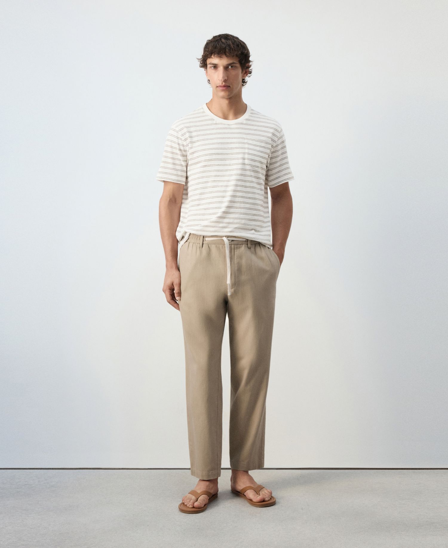 Men's New Now Relaxed-Fit Cotton-Linen Blend Trousers