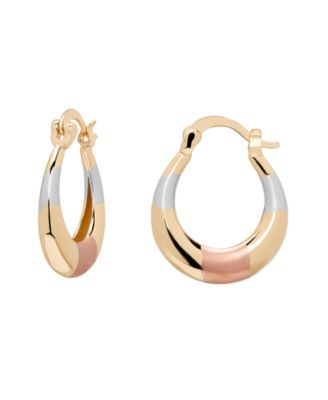 Tri-Color Oval Hoop Earrings