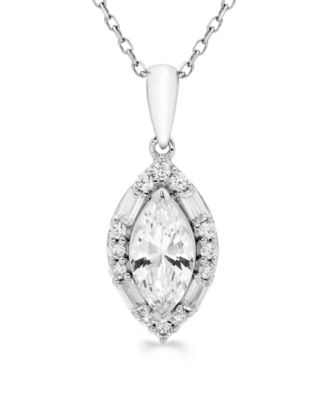 Certified Lab-Grown Diamond Halo Pendant Necklace (1 ct. t.w.) in 14k White Gold