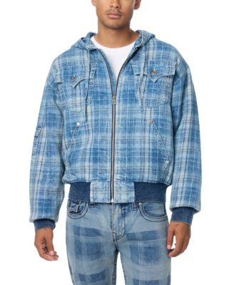 Men's Hooded Plaid Bomber Jacket