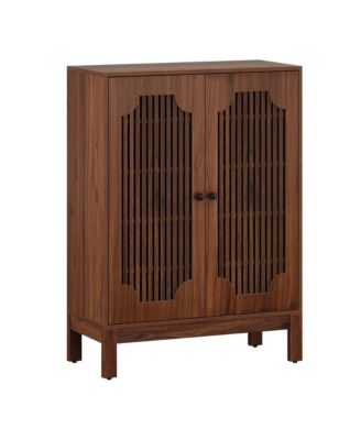 2 Door MDF Shoe Storage Cabinet with Louvered Front Panels