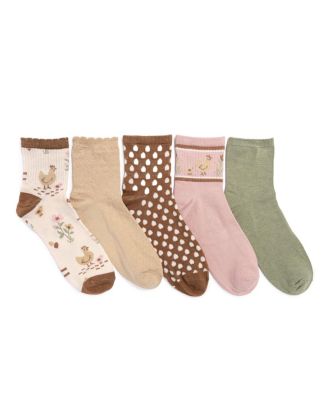 Women's 5 Pair Pack Quarter Crew Novelty Bamboo Socks