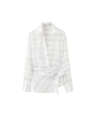 Women's Plaid Long-Sleeve Button Up Blouse