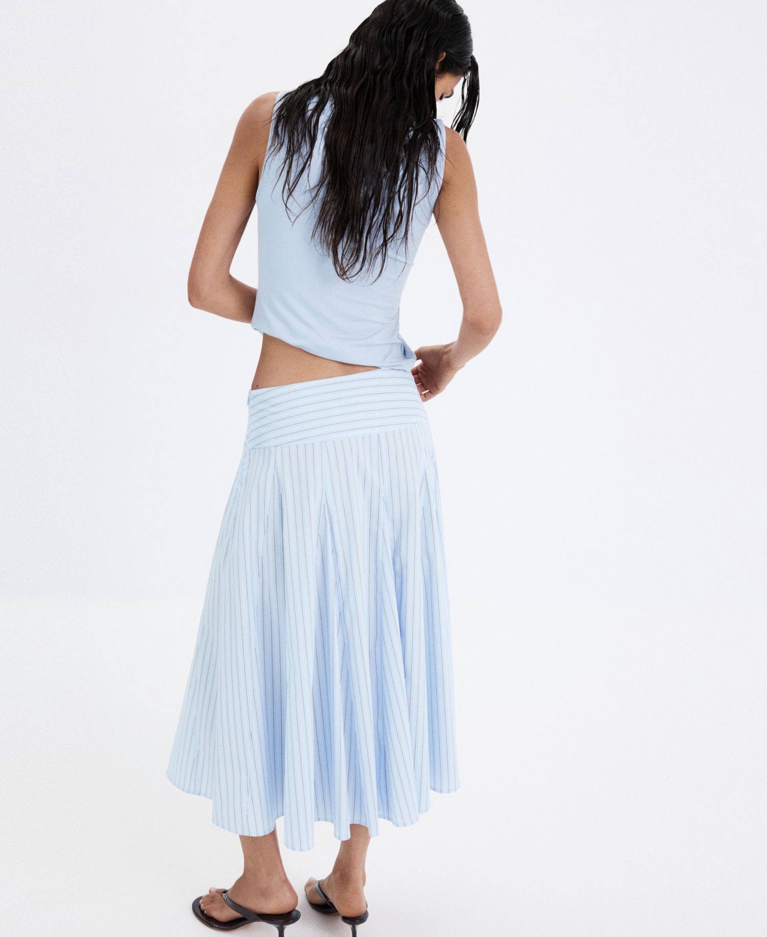 Women's Striped A-Line Midi Skirt