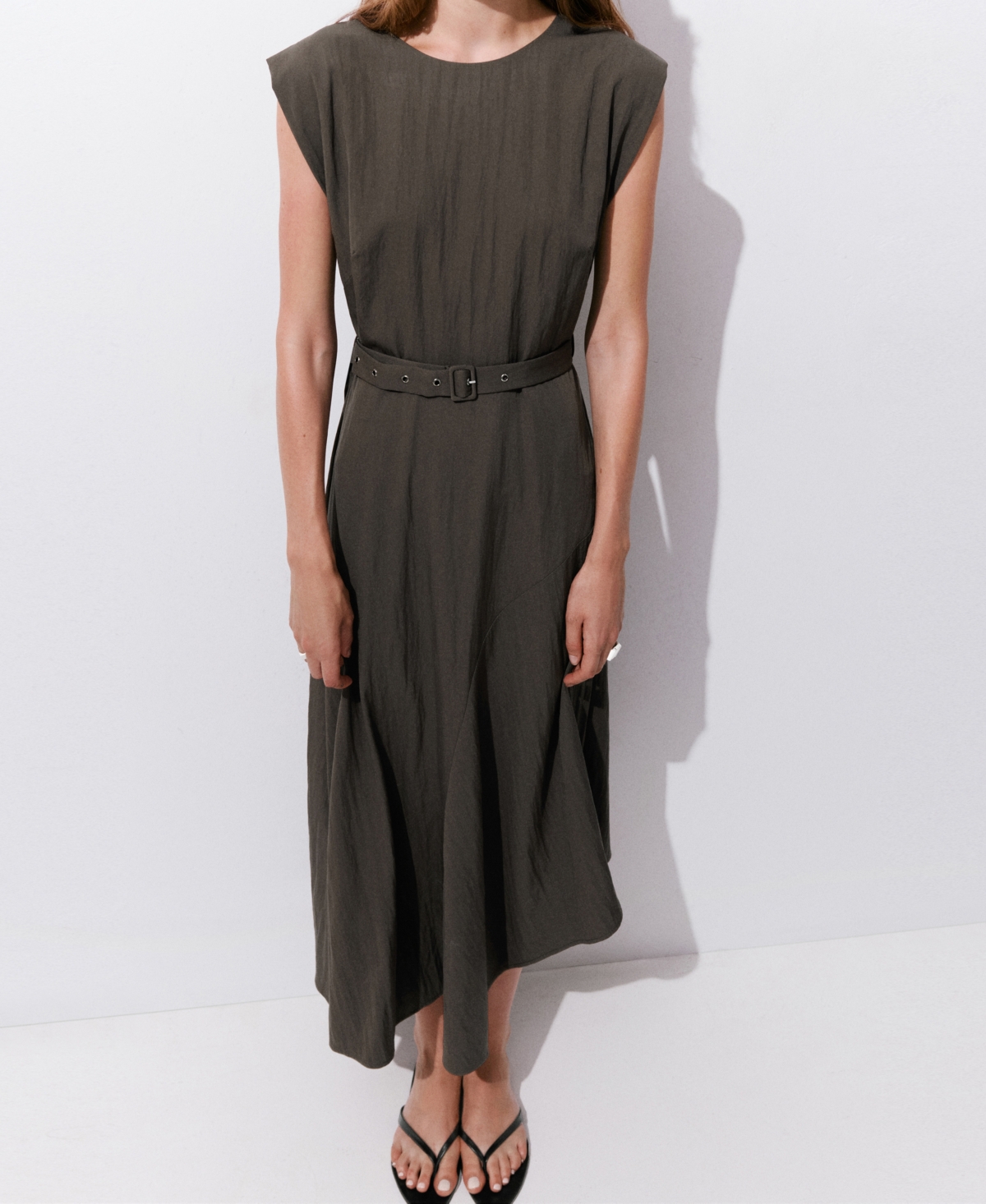 Mango Women's Belted Asymmetrical Dress